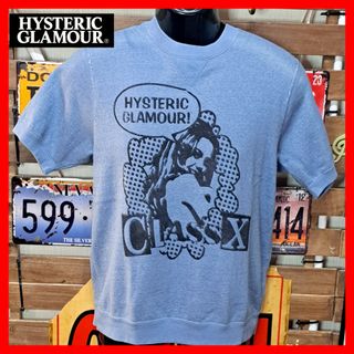 HYSTERIC GLAMOUR - ヒステリックグラマー　ガールプリント　前V 半袖スウェット　Tシャツ　Ｍ　ブルー