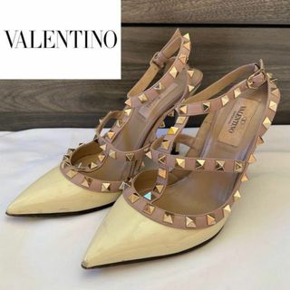 VALENTINO - VALENTINO ヴァレンティノ ロックスタッズ エナメル ストラップパンプス