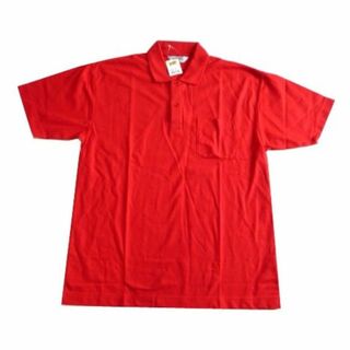 ワークマン(WORKMAN)の新品 FORBAME 鹿の子 半袖 ポロシャツ メンズ M 紳士 赤 無地 半袖(ポロシャツ)
