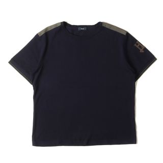 HERNO - HERNO ヘルノ Tシャツ サイズ:52 ショルダー 切替 スリーブ ロゴワッペン 刺繍 鹿の子 クルーネック 半袖Tシャツ ネイビー カーキ トップス カットソー【メンズ】【中古】