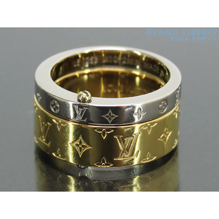ルイヴィトン(LOUIS VUITTON)のレア美品ルイヴィトンリング ダブル ナノグラム指輪ゴールドシルバーメ(リング(指輪))