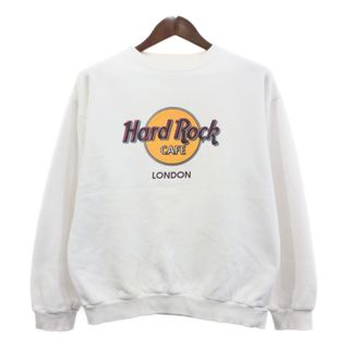 Hard Rock Cafe ハードロックカフェ ロンドン スウェット ロゴ ホワイト (メンズ MEDIUM) 中古 古着 Q8300(スウェット)