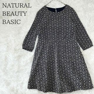 NATURAL BEAUTY BASIC - NATURAL BEAUTY BASIC 総柄 花柄刺繍 長袖ワンピース