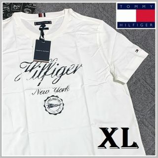 トミーヒルフィガー(TOMMY HILFIGER)の1点のみの特別価格　グランジプリントTシャツ ホワイト　XLサイズ(Tシャツ/カットソー(半袖/袖なし))