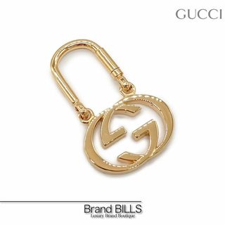 グッチ(Gucci)の美品 グッチ インターロッキングG キーホルダー キーリング チャーム メッキ ゴールド カラビナ ヴィンテージ(キーホルダー)