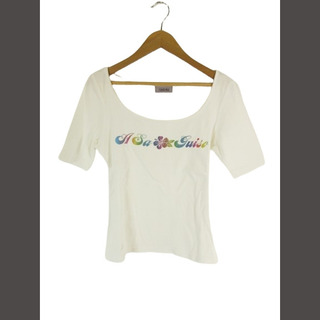 エスプリミュール  Tシャツ 丸首 プリント シンプル 白 M (Tシャツ(半袖/袖なし))