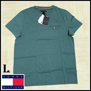 トミーヒルフィガー(TOMMY HILFIGER)の★数量限定特価品★ スモールロゴTシャツ グリーン(ブルー)  Lサイズ(Tシャツ/カットソー(半袖/袖なし))