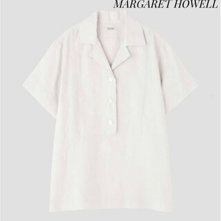 MARGARET HOWELL - 【マーガレットハウエル】リネンオープンカラーシャツ 半袖 プルオーバー ベージュ