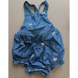 ベビーギャップ(babyGAP)のBaby GAP ベビー　女の子　ロンパース　スイカ柄　デニム　80(ロンパース)