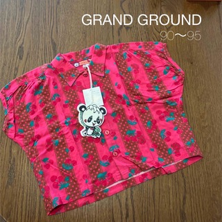 グラグラ(GrandGround)の新品 グラグラ トップス チェリー柄 ブラウス 90 95 ピンク 半袖 女の子(ブラウス)