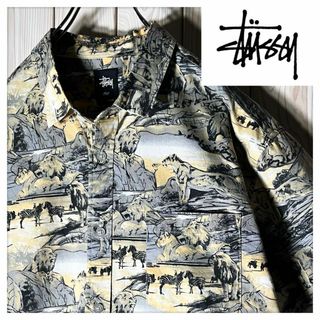 STUSSY - 【良品 00s L】ステューシー stussy 総柄 サファリ シャツ 長袖