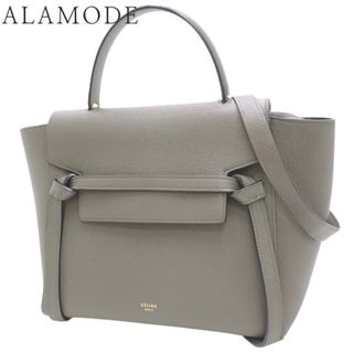 セリーヌ(celine)のCELINE(セリーヌ) マイクロ ベルトバッグ ハンドバッグ 2WAY ショルダー 肩掛け 斜め掛け ワンハンドル 旧ロゴ グレインカーフレザー グレー ゴールド金具 180153ZVA.10DC レディース 40802097087【中古】【アラモード】(ハンドバッグ)