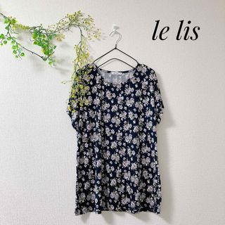 le lis 花柄 総柄 トップス チュニック ミセス 半袖 ネイビー 花(Tシャツ(半袖/袖なし))