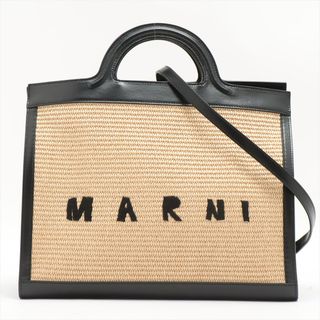 Marni - 極美品 マルニ ロゴ 2WAY ショルダーバッグ ラフィア レザー 斜め掛け ハンド トート おしゃれ 人気 A4 レディース EFT 2お6-13