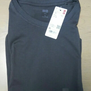 ユニクロ(UNIQLO)の新品 スーピマコットンクルーネックTシャツ メンズ 半袖 ダークグレー XL(Tシャツ/カットソー(半袖/袖なし))