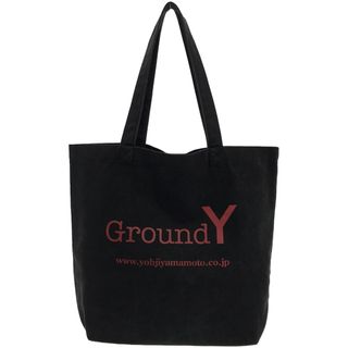 グラウンドワイ(Ground Y)のGround Y グラウンド ワイ ロゴプリントコットンキャンバストートバッグ  ブラック レッド(トートバッグ)