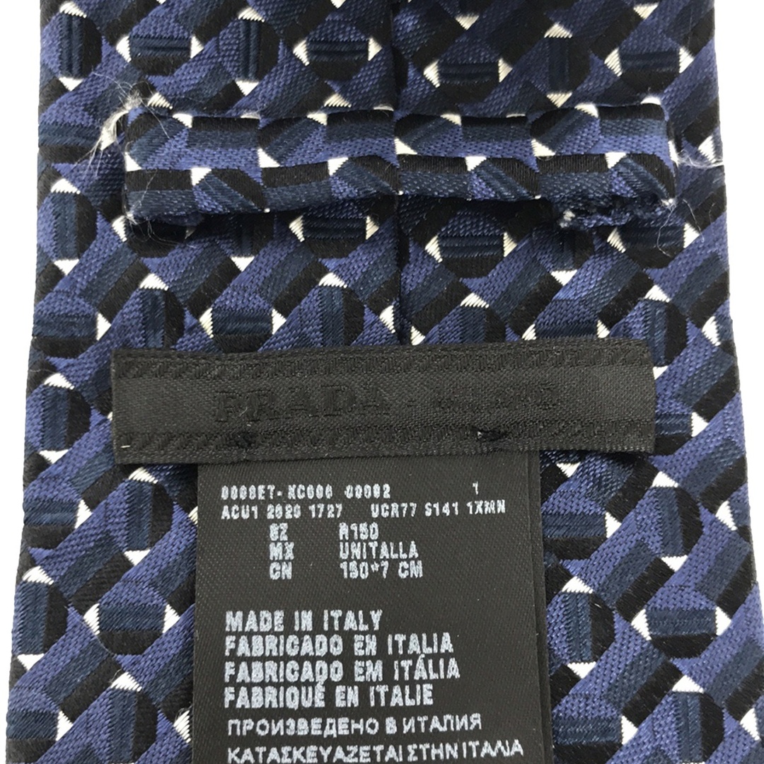 PRADA - PRADA プラダ 総柄シルクネクタイ UCR77 ネイビーの通販 PRADA - PRADA プラダ 総柄シルクネクタイ UCR77 ネイビーの通販