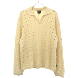 ステューシー(STUSSY)のStussy ステューシー 24SS OPEN KNIT COLLARED SWEATER オープンニットカラーセーター  アイボリー M(ニット/セーター)