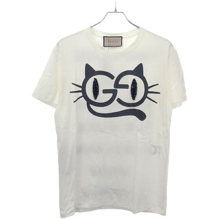 Gucci - GUCCI グッチ キャットアイビジュープリントTシャツ 615044 XJDGG ホワイト XXS