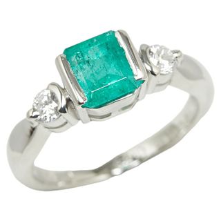 美品 Pt900 プラチナ リング 指輪 エメラルド 0.83ct ダイヤ 0.20ct 【1-0153140】(リング(指輪))