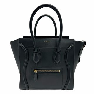 セリーヌ CELINE ハンドバッグ ラゲージ マイクロ ショッパー レザー ブラック ゴールド レディース 送料無料【中古】 z1206