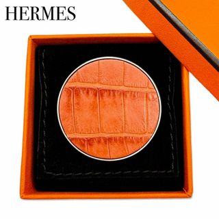 エルメス(Hermes)の未使用 エルメス リバプールMM クロコ SV ブローチ ピンバッチ オレンジ(ブローチ/コサージュ)