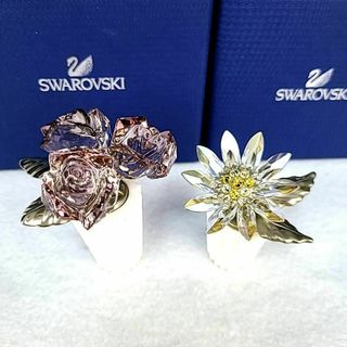 スワロフスキー(SWAROVSKI)の★美品 ◆ スワロフスキー　ローズブーケ　デイジー　箱つき　置物　クリスタル(置物)