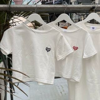 　HTH 2pack tee women パックT クロップド　Tシャツ　黒　赤(Tシャツ(半袖/袖なし))