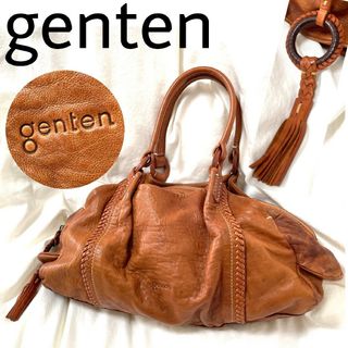 genten - 【genten】本革 ラムレザー トートバッグ キャメルブラウン