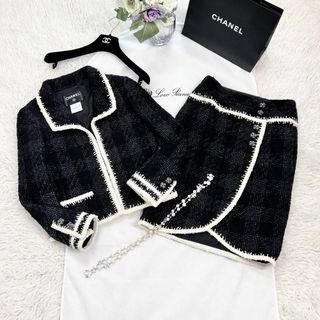 シャネル(CHANEL)の★CHANEL★美品★グリポア★ツイード★バイカラー★セットアップスーツ(スーツ)