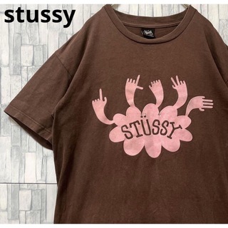 ステューシー(STUSSY)のstussy ステューシー 半袖 Tシャツ デカロゴ ビッグロゴ ブラウン M(Tシャツ/カットソー(半袖/袖なし))