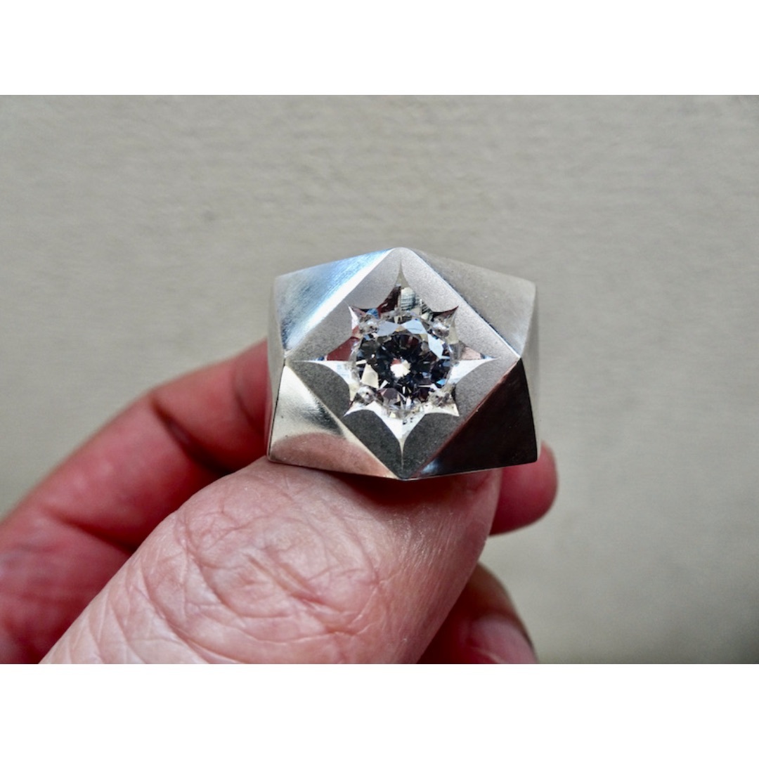 仁尾彫金『一つ星ジルコニア、ブロックプラチナリング 仁尾彫金『一つ星ジルコニア、ブロックプラチナリング