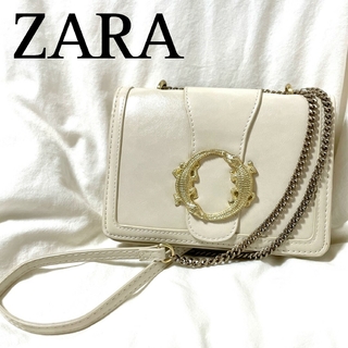 ZARA - 【ZARA】チェーンショルダーバッグ オフホワイト ゴールドクロコダイル
