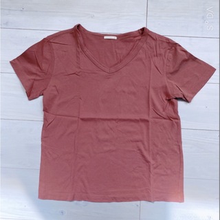 ジーユー(GU)のGU  コットンVネックT  ピンク(Tシャツ(半袖/袖なし))