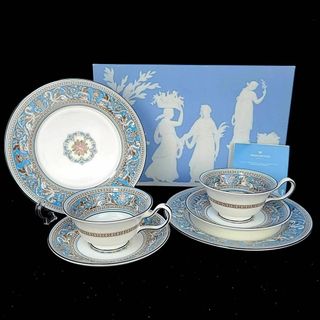 ウェッジウッド(WEDGWOOD)の★未使用 ◆ ウェッジウッド　フロレンティーンターコイズ　トリオ　2客　ピオニー(グラス/カップ)