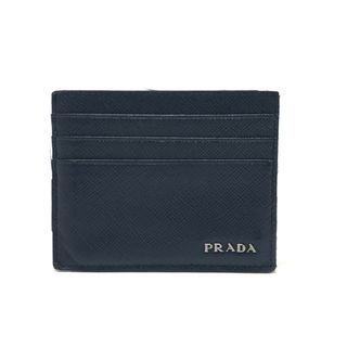 プラダ(PRADA)のプラダ PRADA ロゴ 名刺入れ カードケース サフィアーノレザー ブルー(名刺入れ/定期入れ)