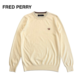フレッドペリー(FRED PERRY)の☆美品 フレッドペリー 月桂樹 刺繍ロゴ クルーネック ウール ニット セーター(ニット/セーター)