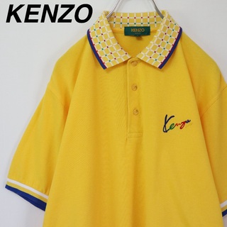 KENZO - 【希少デザイン】ケンゾー ゴルフ／ポロシャツ　刺繍ロゴ　鹿の子　日本製　サイズ３