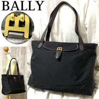 バリー(Bally)の美品【BALLY】真鍮Ｂロゴ金具 本革×ナイロン トートバッグ 総柄 大容量(トートバッグ)