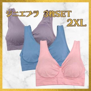 ジニエブラ 2XL サイズ ピンク、ブルー、パープル 3枚SET ナイトブラ(その他)