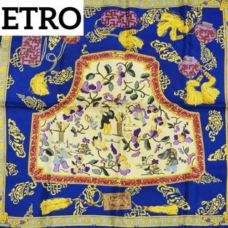 エトロ(ETRO)の★ETRO★ ミニスカーフ Ricami d'Oriente 中国 ブルー(バンダナ/スカーフ)