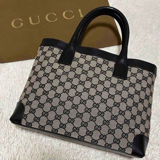 グッチ(Gucci)の786✨極美品✨グッチ トートバッグ GGキャンバス レザー A4収納 ブラック(トートバッグ)