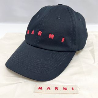 マルニ(Marni)のL 新品 マルニ 刺繍 ロゴ ベースボール キャップ 帽子 CAP ハット 黒(キャップ)