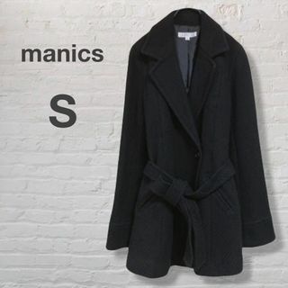 マニックス(manics)のマニックス　ミディー丈コート　S　ハーフ丈　大人女子　きれいめ　黒ブラック(チェスターコート)