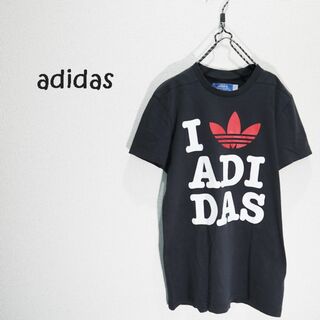 アディダス(adidas)のadidas　アディダス　トレフォイル柄ビッグロゴ　黒Tシャツ(Tシャツ(半袖/袖なし))
