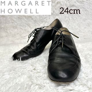 マーガレットハウエル(MARGARET HOWELL)のマーガレットハウエルidea レースアップシューズ　レザー 本革 24cm 黒(ローファー/革靴)