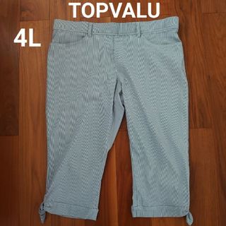 TOPVALU レディース ストレッチパンツ ストライプ 4L 7〜8分丈