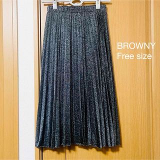BROWNY - BROWNY ブラウニー プリーツスカート ラメ ブラック  フリーサイズ