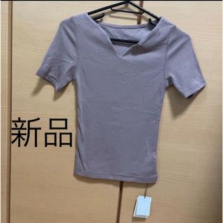 ニット半袖カットソー(パープル)(Tシャツ(半袖/袖なし))