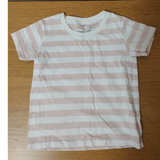 MUJI (無印良品) - 100cm無印良品ボーダー 半袖Tシャツ Tシャツ ピンク クルーネック